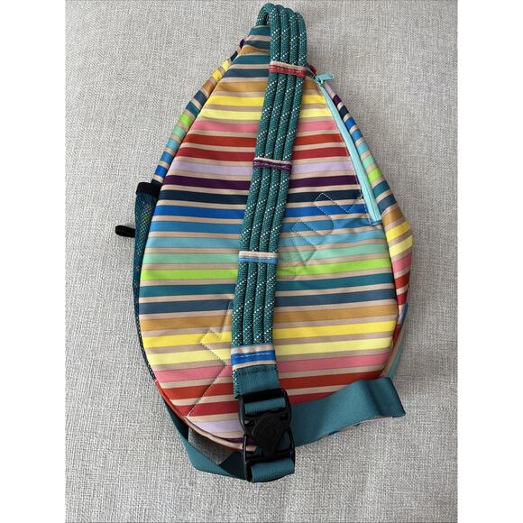 KAVU Rope Sling Backpack Brand EUC Rainbow Stripes FAST SHIPPING Colorful - Picture 9 of 9